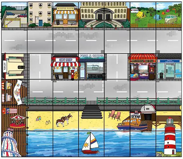 Main image of TTS Seaside Floor Mat 90 x 105cm for Bee-Bot and Blue-Bot Coding Robot - STEM learning Playmat Toy for Kids