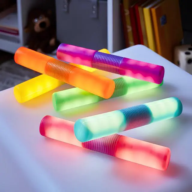 Alt view image 5 of 6 - TTS Rechargeable Light-Up Glow Cylinders - 12-Piece Set | Sensory Toy for Kids Ages 10 Months & Up | Visual Stimulation & Early Learning