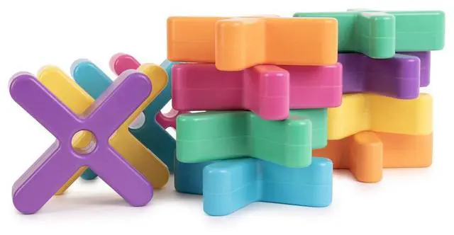 Main image of TTS Glow Crosses Small 12pcs - Rechargeable Light & Color Learning Manipulatives - STEM Education Play Learning Figures for Kids Ages 10+ Months