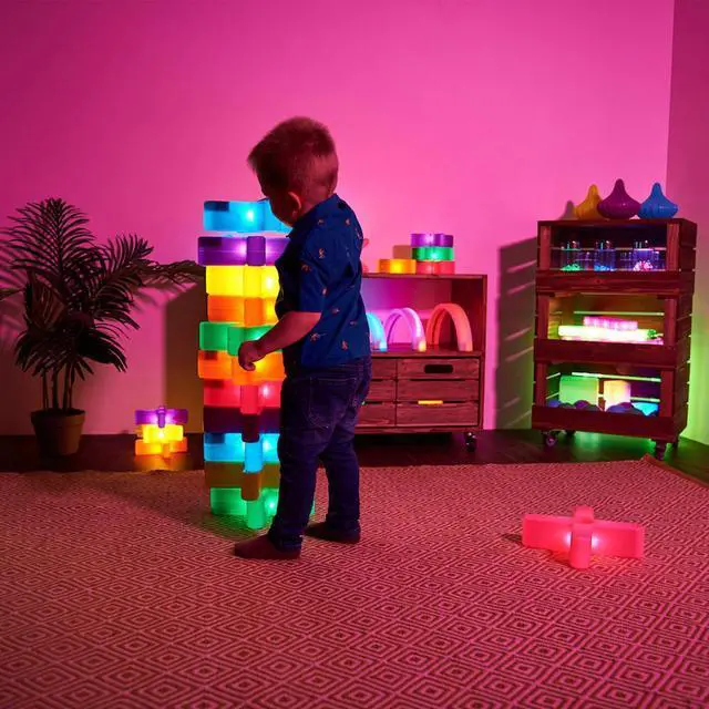 Alt view image 7 of 7 - TTS Glow Crosses Small 12pcs - Rechargeable Light & Color Learning Manipulatives - STEM Education Play Learning Figures for Kids Ages 10+ Months