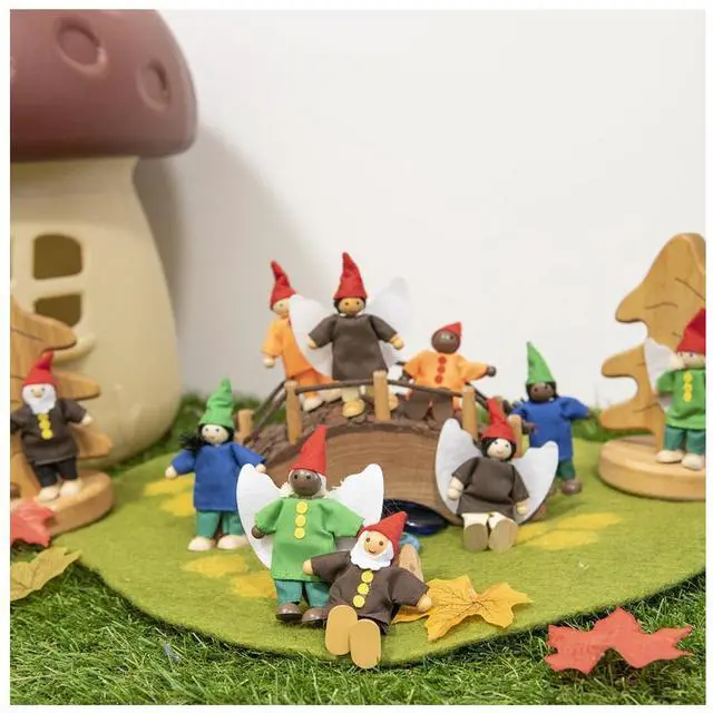 Main image of TTS Small World Woodland Elves & Fairies Toy 10pcs Wooden Storytelling Figures for Imaginative Play