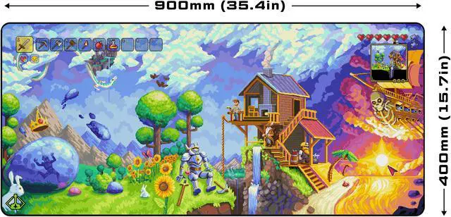 Alt view image 2 of 4 - Starforge - Terraria - Beginnings Gaming Desk Mat  Large Extended Mouse & Keyboard Pad