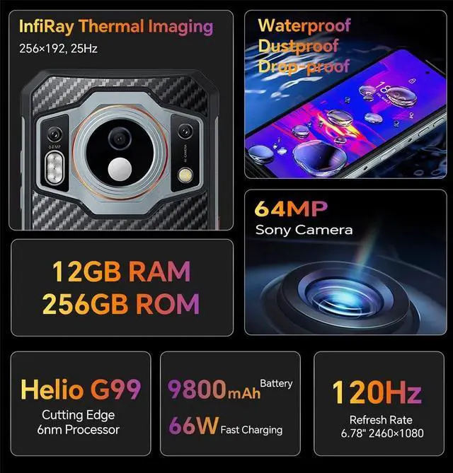 Alt view image 4 of 7 - Oukitel WP21 Ultra Rugged Smartphone 9800mAh  Cellphone 12GB 256GB