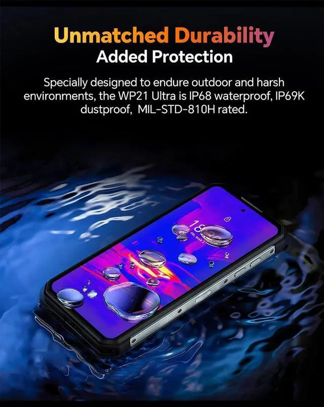 Alt view image 7 of 7 - Oukitel WP21 Ultra Rugged Smartphone 9800mAh  Cellphone 12GB 256GB