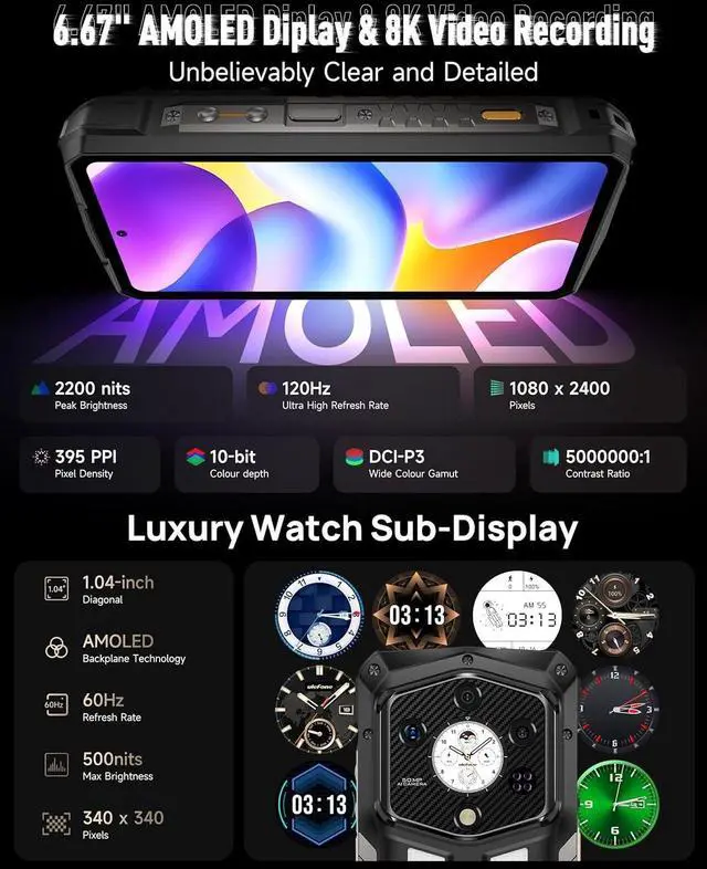 Alt view image 4 of 6 - Ulefone Armor 29 Ultra AI Rugged Smartphone, 21200mAh 120W 16GB+1TB