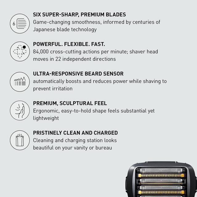 Alt view image 2 of 10 - Panasonic Electric Razor for Men, Electric Shaver, ARC6 Six-Blade Electric Razor with Premium Automatic Cleaning and Charging Station, ES-LS9A-K (Black)