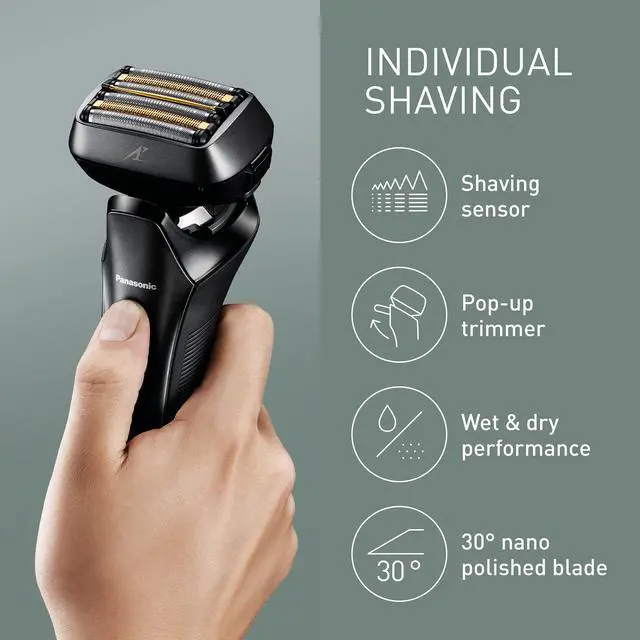 Alt view image 4 of 7 - Panasonic ES-LS9A Series 900+ Premium Wet/Dry Electric Shaver, 6-Way Shaving Head with Linear Motor, Includes Cleaning and Charging Station, Black