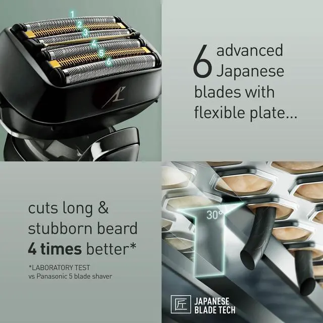 Alt view image 4 of 7 - Panasonic ES-LS6A Series 900+ Premium Wet/Dry Electric Shaver, 6-Way Shaving Head with Linear Motor, Black