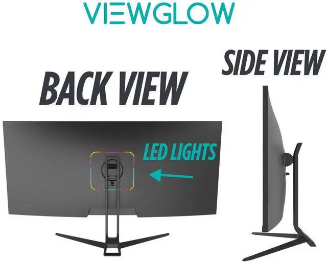 Alt view image 7 of 7 - ViewGlow 34" GAMING MONITOR 3440X1440 LED WQHD 1MS 100HZ 21:9 WIDE MONITOR IMMERSIVE GAMING