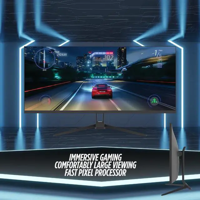 Alt view image 5 of 7 - ViewGlow 34" GAMING MONITOR 3440X1440 LED WQHD 1MS 100HZ 21:9 WIDE MONITOR IMMERSIVE GAMING