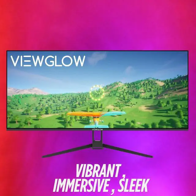 Alt view image 2 of 7 - ViewGlow 34" GAMING MONITOR 3440X1440 LED WQHD 1MS 100HZ 21:9 WIDE MONITOR IMMERSIVE GAMING