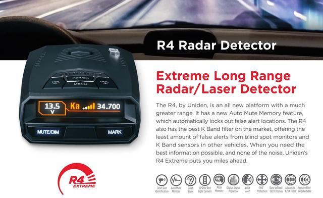 Alt view image 13 of 14 - Uniden R4 Extreme Long Range Laser/Radar Detector, GPS, Camera Alerts, Auto Mute