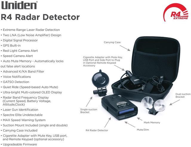 Alt view image 14 of 14 - Uniden R4 Extreme Long Range Laser/Radar Detector, GPS, Camera Alerts, Auto Mute