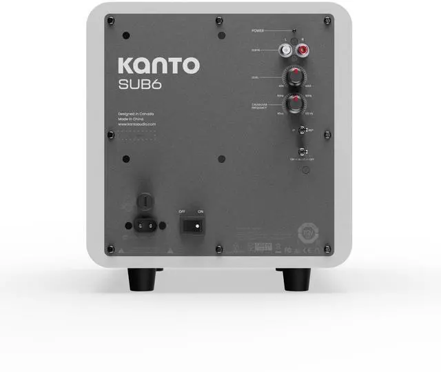 Alt view image 5 of 6 - Kanto SUB6VMWW Sealed Powered Subwoofer | 200W Peak Power | 6 Woofer | Quick & Accurate Bass | Ultra-Compact Design | Matte White w/White Grille