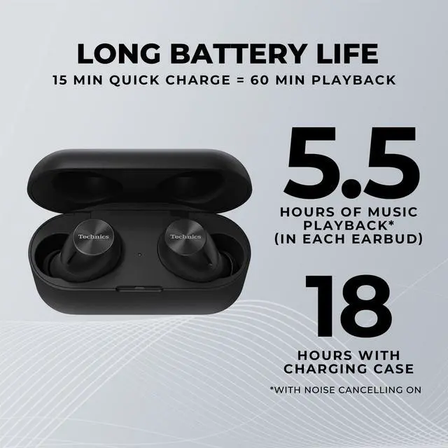 Alt view image 9 of 10 - Technics EAHAZ40M2EK True Wireless Noise Cancelling Earbuds