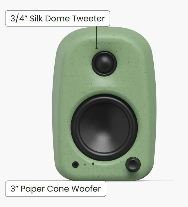 Alt view image 3 of 7 - Kanto UKI 100 W Active Desktop Computer Speakers with Bluetooth and USB-C | Intelligent Sub Integration | Headphone Out | Pair | Sage