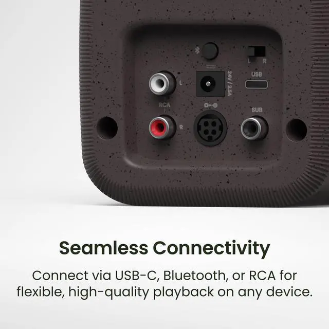 Alt view image 7 of 7 - Kanto UKI 100 W Active Desktop Computer Speakers with Bluetooth and USB-C | Intelligent Sub Integration | Headphone Out | Pair | Sage