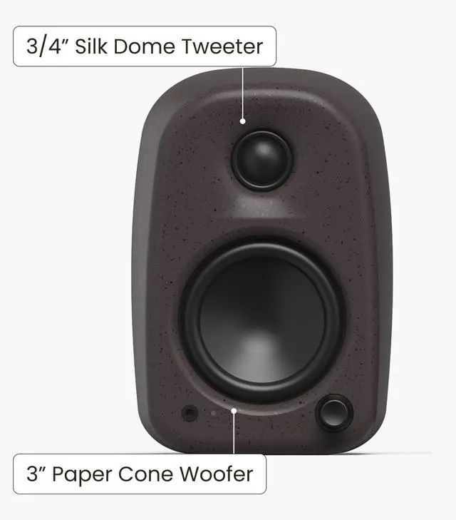 Alt view image 3 of 7 - Kanto UKI 100 W Active Desktop Computer Speakers with Bluetooth and USB-C | Intelligent Sub Integration | Headphone Out | Pair | Pumice