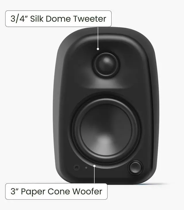 Alt view image 2 of 7 - Kanto UKI 100 W Active Desktop Computer Speakers with Bluetooth and USB-C | Intelligent Sub Integration | Headphone Out | Pair | Onyx