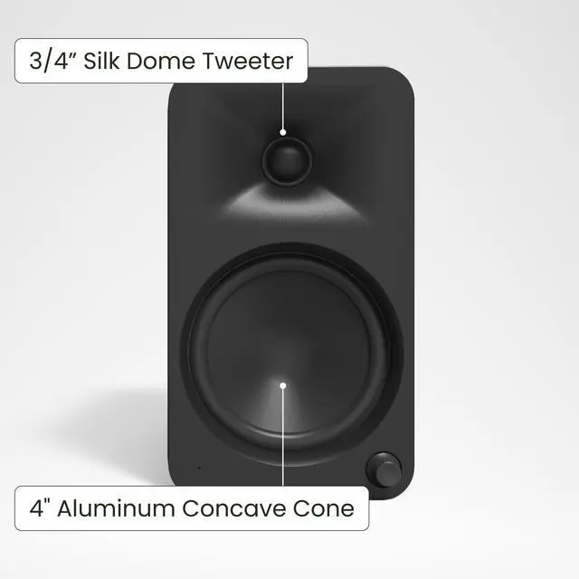 Alt view image 3 of 7 - Kanto ORA4 Bi-Amplified Reference Desktop Speakers + SUB8V 8" Sealed Powered Subwoofer Bundle | Bluetooth 5.0 | USB-C | Auto Crossover | 220W Total RMS | Matte Black