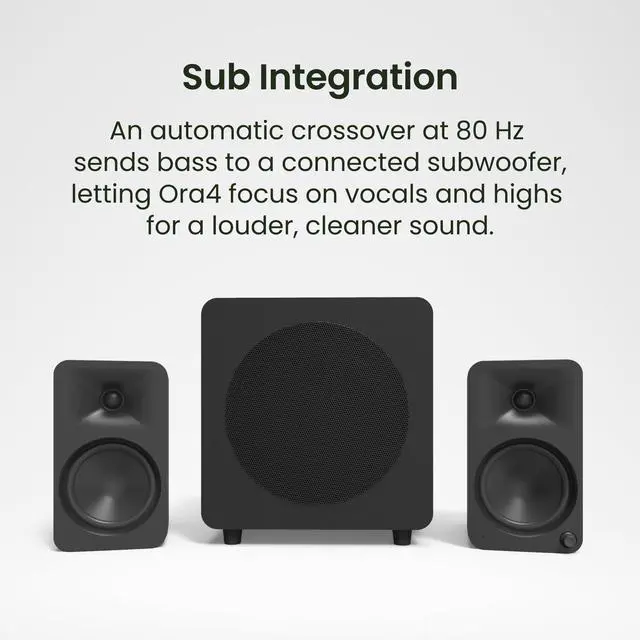 Alt view image 7 of 7 - Kanto ORA4 Bi-Amplified Reference Desktop Speakers + SUB8V 8" Sealed Powered Subwoofer Bundle | Bluetooth 5.0 | USB-C | Auto Crossover | 220W Total RMS | Matte Black