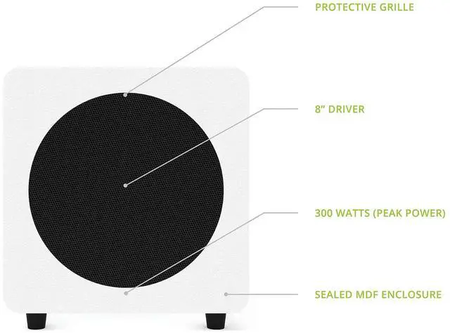 Alt view image 5 of 7 - Kanto ORA4 Bi-Amplified Reference Desktop Speakers + SUB8V 8" Sealed Powered Subwoofer Bundle | Bluetooth 5.0 | USB-C | Auto Crossover | 220W Total RMS | Matte White