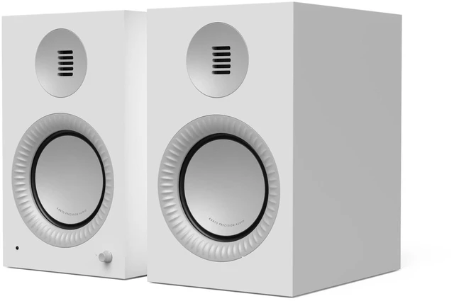 Alt view image 3 of 7 - Kanto TUK Grand 320 W Powered Speakers - Bluetooth® 5.4 aptX Adaptive - USB-C, Optical, RCA Inputs - 40 Hz 22 kHz - 80 Hz High/Low Pass Filter Pair - Matte White w/Aluminum