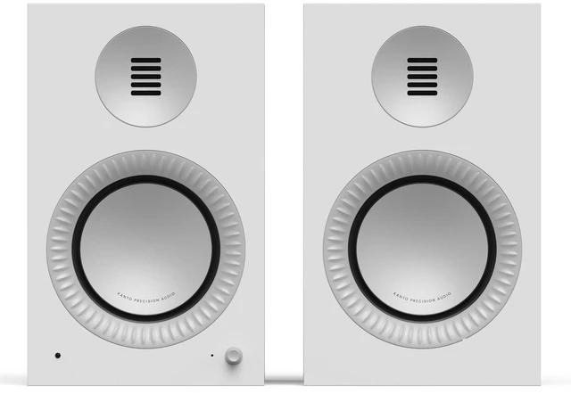 Main image of Kanto TUK Grand 320 W Powered Speakers - Bluetooth® 5.4 aptX Adaptive - USB-C, Optical, RCA Inputs - 40 Hz 22 kHz - 80 Hz High/Low Pass Filter Pair - Matte White w/Aluminum