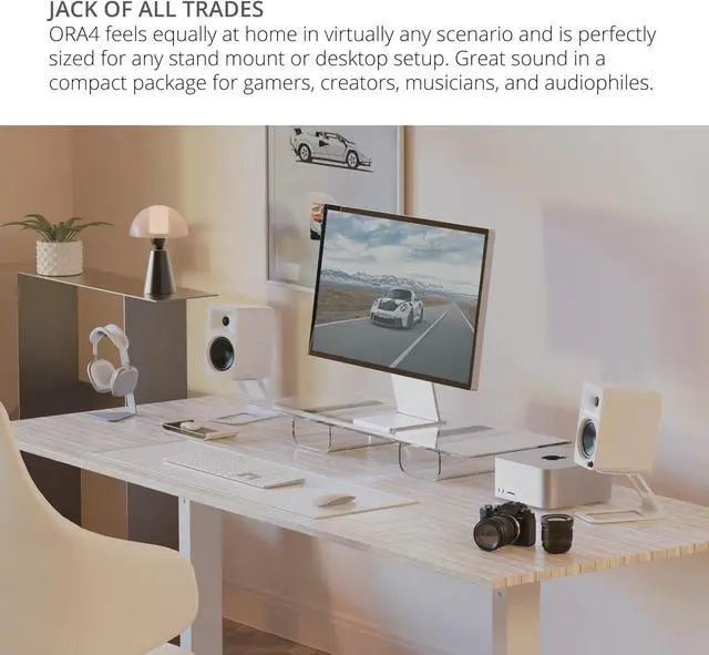 Alt view image 4 of 7 - Kanto ORA4 140W Powered Reference Speakers with Bluetooth 5.0 and USB-C Input | 4 Woofers with Deep Bass Extension | Bi-Amplified | 80 Hz Automatic Crossover | Reference Quality Sound | Pair | Black