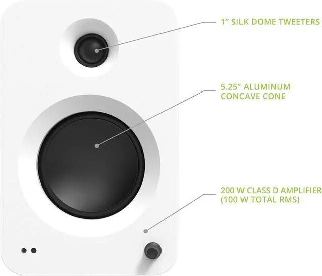 Alt view image 4 of 7 - Kanto REN 200W Powered Speaker System with HDMI ARC Input for TV & Home Theater | USB-C and Bluetooth 5.3 | High/Low Pass Filter | Pair | Matte White