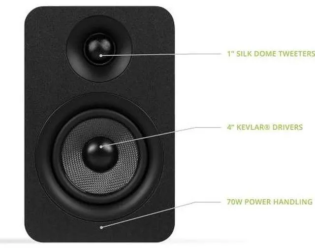 Alt view image 3 of 7 - Kanto YUP4 4" Woofer, 120W Wireless Streaming Bookshelf Speaker System, WiiM Amplifier, w/ 10 FT OFC 14 Gauge Speaker Wire (Black)