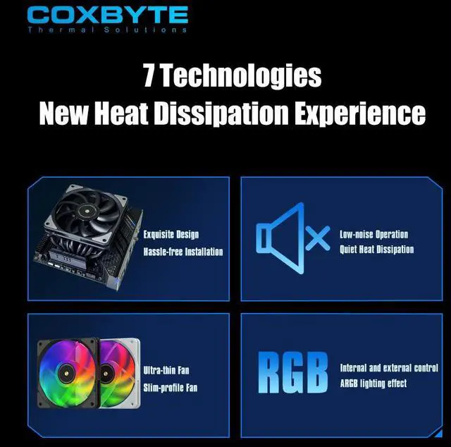 Alt view image 6 of 7 - COXBYTE CFan-50V8 8 Heat Pipes Down-pressure CPU Air-cooling Cooler 45MM High 9CM Fan for LGA1200/1700/AM4/5 ITX Chassis CFan50V8 B ARGB