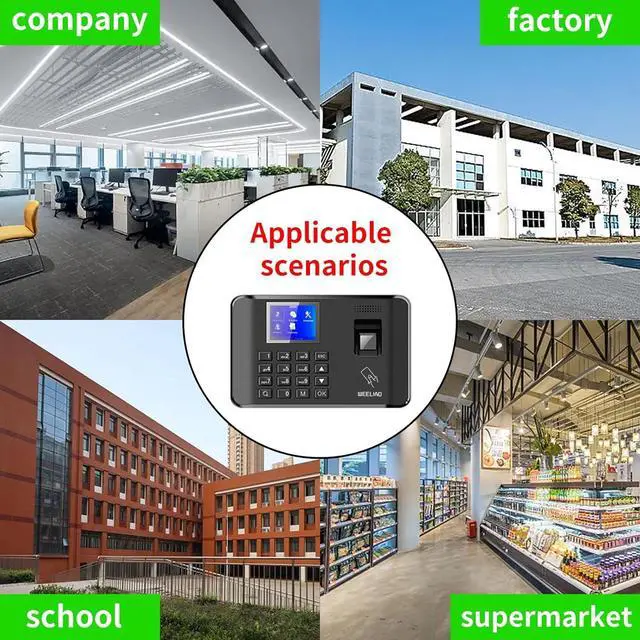 Alt view image 5 of 6 - Time Attendance Machine Fingerprint Password Time Clock for Employee with Finger Scan, RFID and PIN Punching in One (I60 7.48" W x 4.72" H)