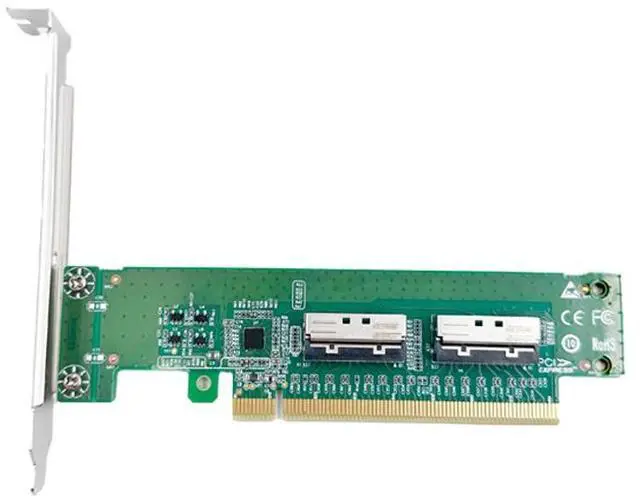 Alt view image 4 of 4 - eShinreal PCI Express 5.0 x16 to Two MCIO 8i Slim Adapter Card
