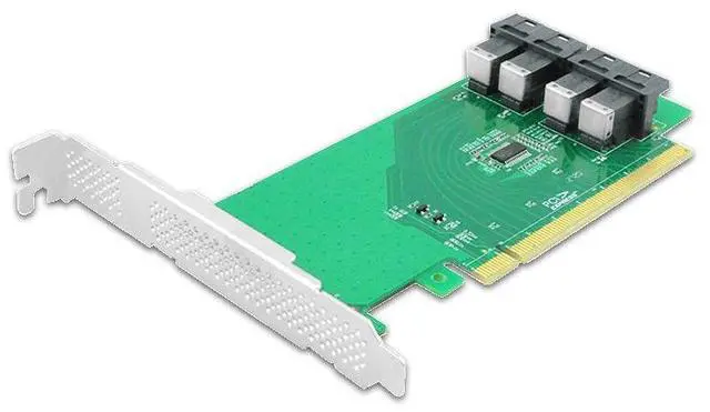 Alt view image 3 of 4 - eShinreal 4-Port PCIe 3.0 x16 to U.2 NVMe SSD Adapter (SFF-8643) Support 4x U.2 SSD (Bifurcation Required)