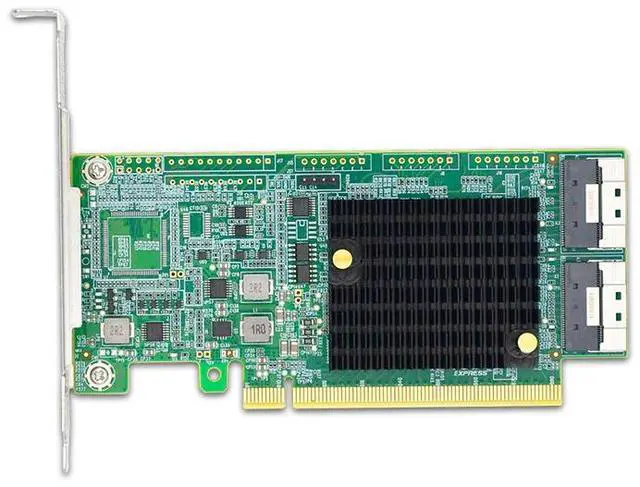 Alt view image 2 of 5 - eShinreal PCIe 4.0 x16 to 2x SlimSAS 8i (SFF-8654) Active Retimer Host Bus Adapter Card