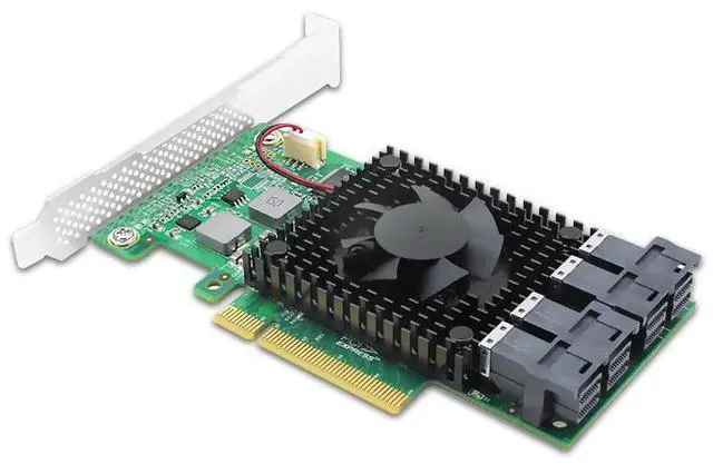 Alt view image 3 of 5 - eShinreal 4 Port U.2 to PCI Express x8 SFF-8643 NVMe Switch  Adapter Card-PLX8724