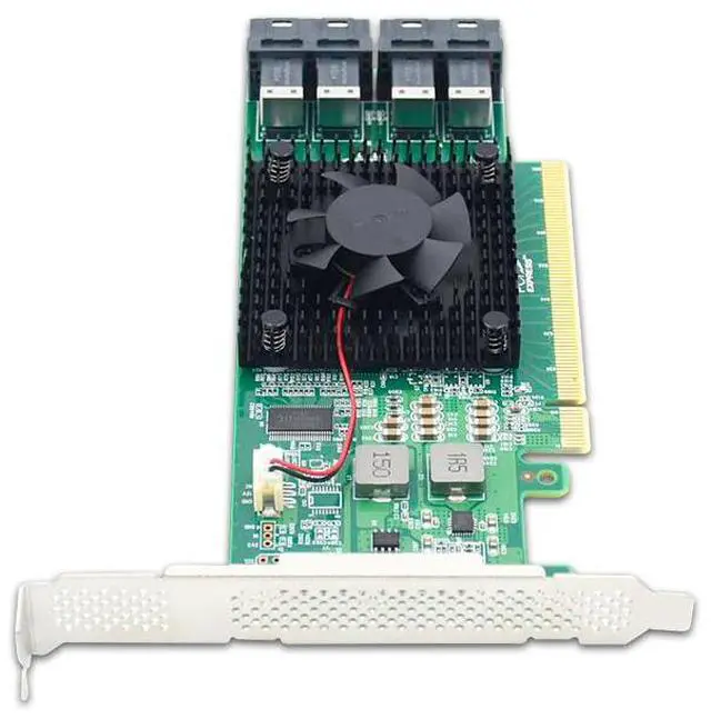 Alt view image 2 of 4 - eShinreal 4-Port U.2 NVMe SSD Adapter Card PCIe 3.0 x16 to SFF-8643 NVMe Switch Adapter (PLX8747)