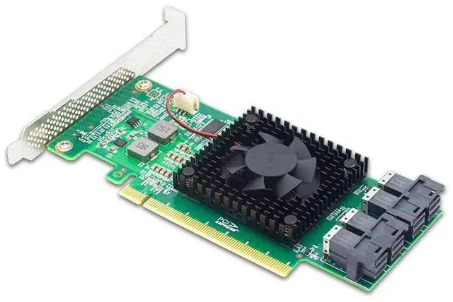 Alt view image 4 of 4 - eShinreal 4-Port U.2 NVMe SSD Adapter Card PCIe 3.0 x16 to SFF-8643 NVMe Switch Adapter (PLX8747)