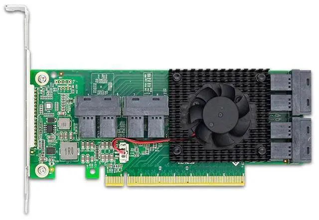 Alt view image 3 of 5 - eShinreal PCI Express x16 to 8 SFF-8643 NVMe Switch Card Support 8x U.2 NVMe SSD-PLX8748