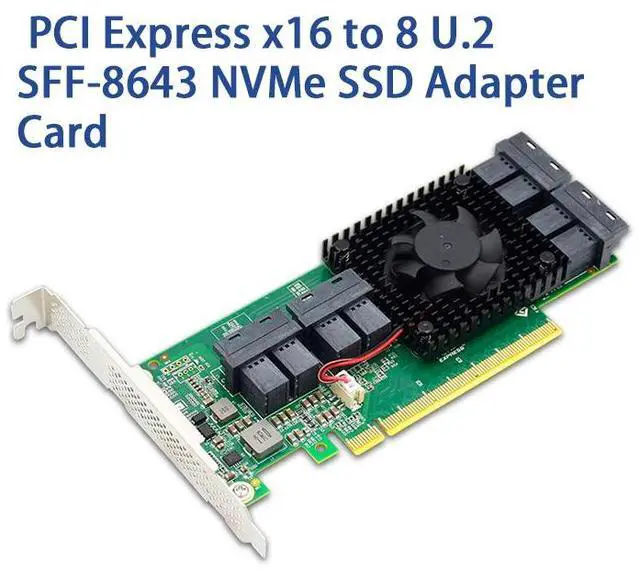 Alt view image 5 of 5 - eShinreal PCI Express x16 to 8 SFF-8643 NVMe Switch Card Support 8x U.2 NVMe SSD-PLX8748