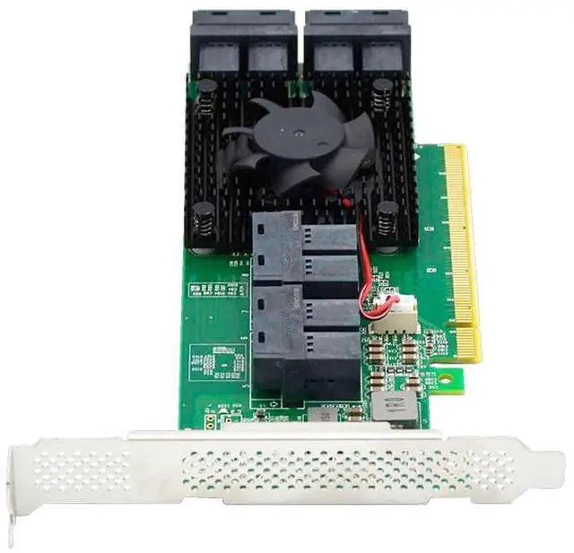 Alt view image 3 of 4 - eShinreal 8-Port U.2 NVMe Card PCIe 3.0 x16 to SFF-8643 NVMe Switch Card (PLX8749)