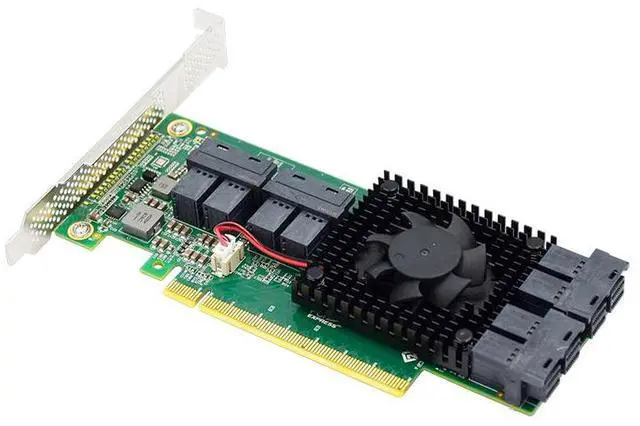 Alt view image 4 of 4 - eShinreal 8-Port U.2 NVMe Card PCIe 3.0 x16 to SFF-8643 NVMe Switch Card (PLX8749)