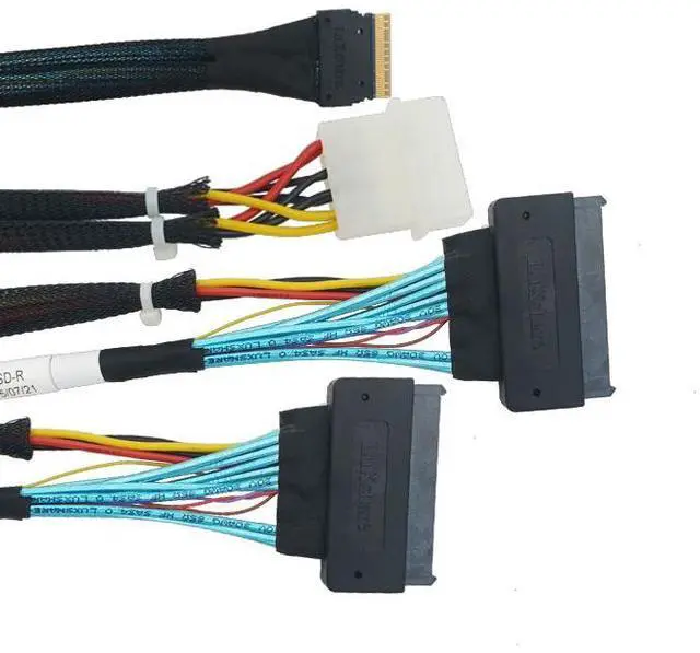 Alt view image 4 of 5 - eShinreal PCIe 4.0 SlimSAS 4i (SFF-8654) to  2 U.2 SFF-8639 Cable