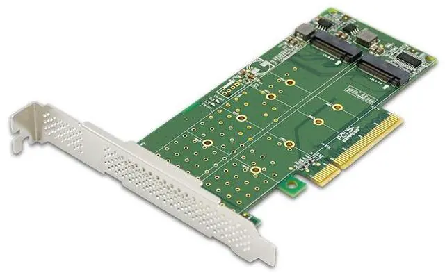 Alt view image 3 of 5 - eShinreal 2-Port PCIe 4.0 x8 to M.2 NVMe SSD Adapter Card PCIe Bifurcation Needed
