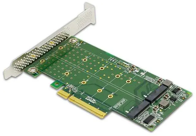 Alt view image 4 of 5 - eShinreal 2-Port PCIe 4.0 x8 to M.2 NVMe SSD Adapter Card PCIe Bifurcation Needed