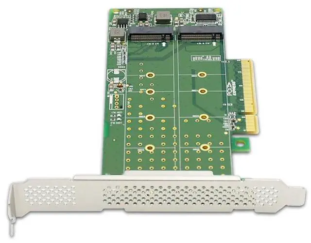 Alt view image 5 of 5 - eShinreal 2-Port PCIe 4.0 x8 to M.2 NVMe SSD Adapter Card PCIe Bifurcation Needed