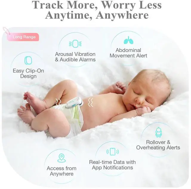Alt view image 2 of 7 - Sense-U Pro Baby Monitor (Long Range): Tracks Abdominal Movement, Rollover and Sleeping Position