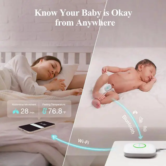 Alt view image 3 of 7 - Sense-U Pro Baby Monitor (Long Range): Tracks Abdominal Movement, Rollover and Sleeping Position