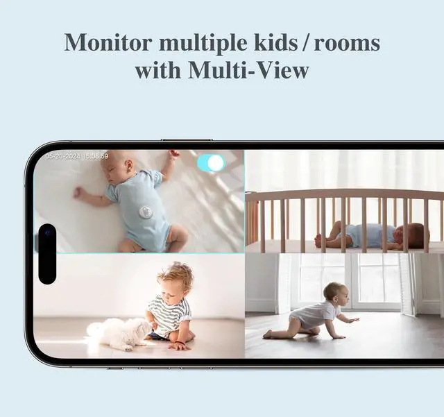 Alt view image 7 of 7 - Sense-U AI Baby Camera Monitor with Sensor-Free Sleep Breathing Movement Detection, Smart Security Indoor Video Camera with Background Audio, Sound Detection, No Monthly Fee, for Peace of Mind